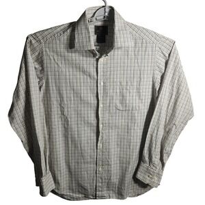 Beretta Mens Check Button Down Shirt 16.5 42 Cotton Made in Italy Long Sleeve